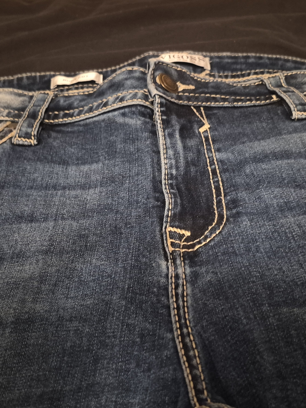 Vigoss Women's Blue Bootcut Jeans with Faded Knees - Picture 3 of 9